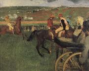 Edgar Degas On the race place Jockeys next to a carriage oil painting artist